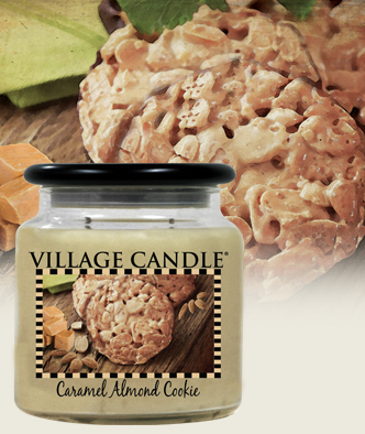 caramel almond cookie village candle