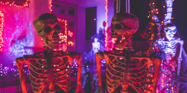Skeletons at Halloween party