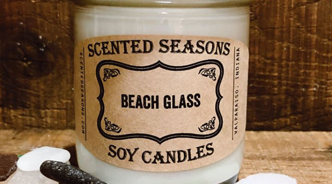 scented seasons beach glass candle