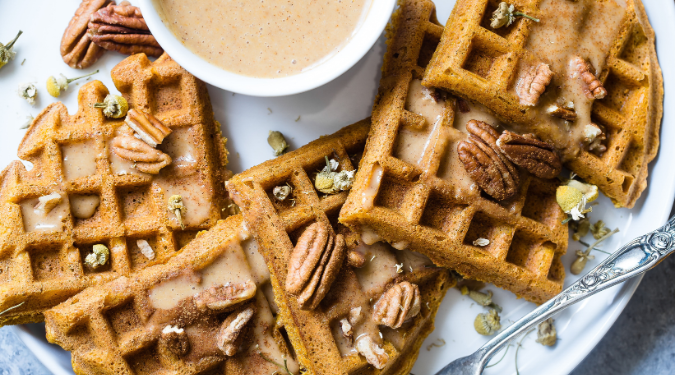 waffles and pecans on plate