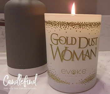Hippie candle Gold Dust Woman Evoke Candle Company burning