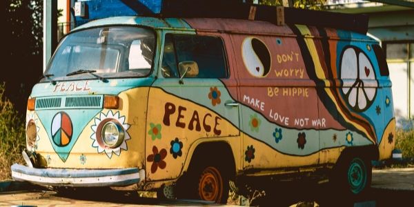 colorful hippie van