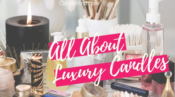 luxury candle burning and high end cosmetics