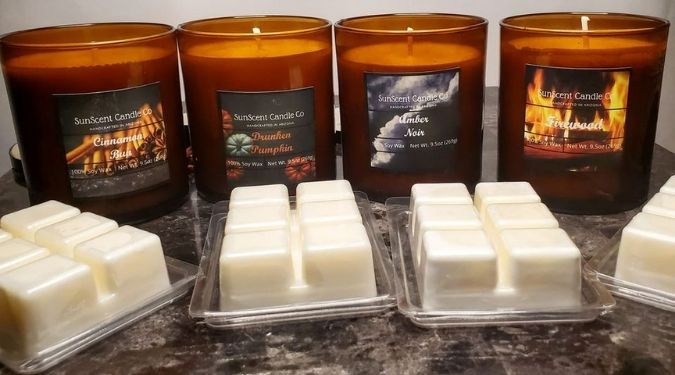 Sun Scent Candle Company wax melts and candles