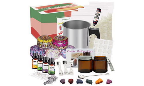 Complete Candle Making Kit for Beginners | Includes 5 Colors Candle Wax, 7  Candle Molds, 10 Wicks, 1 Melting Cup, and Guide book | Ideal DIY Starter