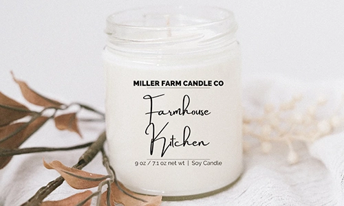 Miller Farm Candle Co. candle displayed in a rustic farmhouse setting