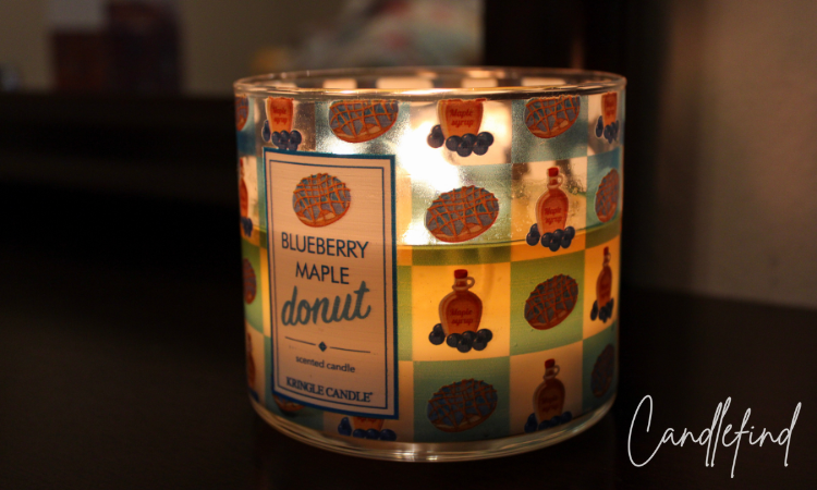 Kringle Candle Blueberry Maple Donut candle burning during testing