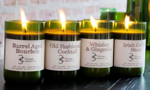 Chicago Candle Co Cocktail Collection Candles Chicago Candle Co candles made from repurposed green glass bottles